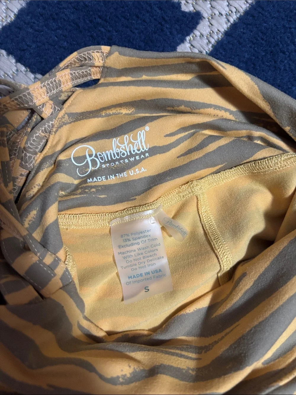 Bombshell Sportswear workout Set small, medium Yellow green zebra stripes